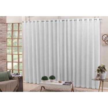 Imagem de Cortina De Varão Voil Branco 6,00X2,50 Forro Blackout Tecido - Lm Deto