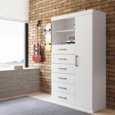 Imagem de Cômoda 6 Gavetas 2 Nichos Marabá 1.6 Santos Andirá Branco