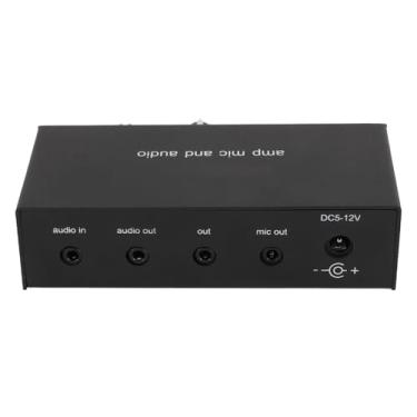 Imagem de Pré-amplificador de áudio estéreo, DC 5,5 x 2,1 mm 3,5 mm microfone condensador amplificador de fones de ouvido para instrumentos musicais (plugue EUA)