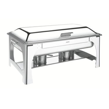 Imagem de Rechaud Retangular Em Aço Inox Banho Maria Tampa Removível Com Fogareiro Cuba Gn 1/1 9 L