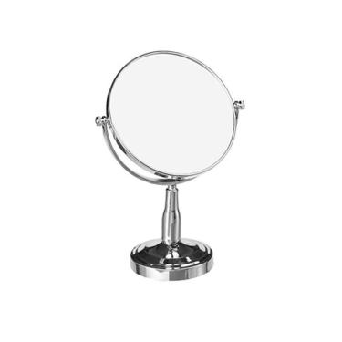 Imagem de Espelho De Mesa Dupla Face Aumento 3X Redondo Com 12Cm Pedestal Prata