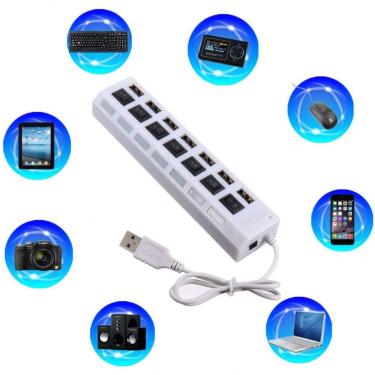 Imagem de Hub Usb 2.0 Hub De 7 Portas Usb Hub De Dados Portátil, Computador, Casa, Laptop Branco