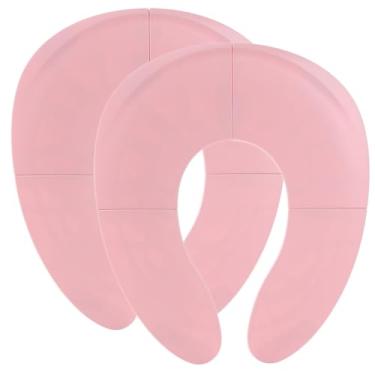 Imagem de Funbliss Pacote com 2 assentos de penico portáteis para viagem de crianças, assento de vaso sanitário para crianças pequenas com ventosas embutidas, bolsa de armazenamento higiênica incluída, design