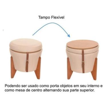 Imagem de Kit 2 Puffs Multifunções Baú Mesa Decorativo Assento Linho - Natalino 