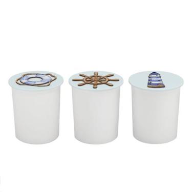 Imagem de Trio de Potes Kit Higiene Bebê Lavável Urso Marinheiro - Neném na Nuve