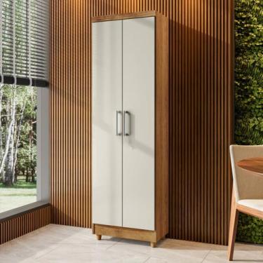 Imagem de Armário Multiuso Cedro e Off White Anna 2 portas 4 Prateleiras Rud Rac