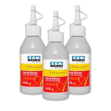 Imagem de Cola de silicone para artesanato Tek Bond transparente 60ml kit com 3 