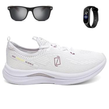 Imagem de Kit Tênis Esportivo Masculino Para Corrida Academia + Óculos e Relógio Digital Branco/38