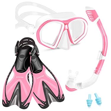Imagem de Supertrip Conjunto De Mergulho Com Snorkel Infantil, Equipamento Para Crianças, Máscara E Nadadeira Infantil Vidro Temperado, Óculos Mergulho, Superfície Seca, Nadadeiras Ajustáveis Meninos Meninas
