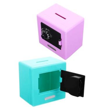 Imagem de Cofre De Brinquedo Infantil 2 Peças, Mini Cofrinho Moedas Para Crianças, Porquinho Dinheiro Inquebrável Em Abs Com Senha Meninos E