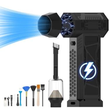 Imagem de FUNGRULISM Espanador De Ar Comprimido Para Limpeza Profunda, Kit Elétrica 150.000 Rpm Com 5 Engrenagens Ajustáveis, Secador Jato Recarregável Sem Fio, Soprador Pó E Mini Aspirador Inflar Computador,
