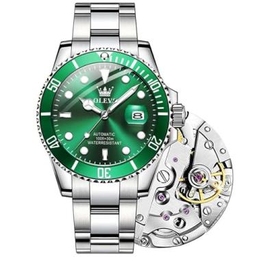 Imagem de 【Atualização】 OLEVS Relógios automáticos masculinos, relógio mecânico clássico de negócios com corda automática, com data, bisel rotativo unidirecional de luxo, impermeável, grande