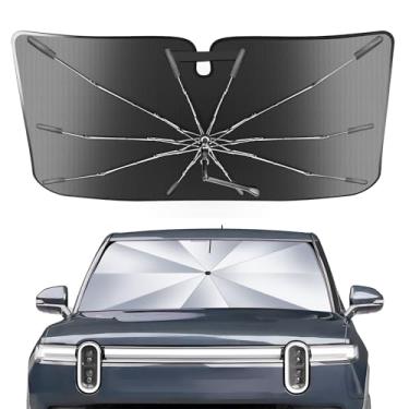 Imagem de Guarda-sol portátil para para-brisas personalizado adequado para Rivian R1T 2022-2025, 2 em 1 cristal de gelo durável guarda-chuva compacto sombra UPF50+ UV proteção contra isolamento térmico janela