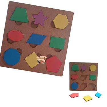 Imagem de Brinquedo Pedagógico Educativo Em Madeira Jogo Encaixe Formas Geométricas 10 Pçs (Formas Geométricas 10 Pçs)