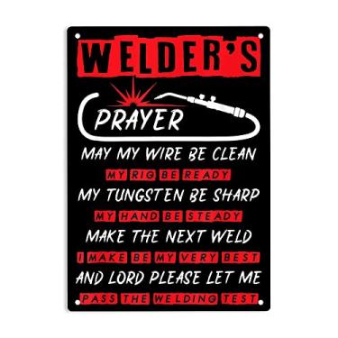 Imagem de Welder Prayer Welding Desire Rules Sign Metal Tin Signals, Welding Rules Poster for Home Office Restaurantes Cafés Bares Pub Man Cave Wall Decor Placa 30 x 20 cm