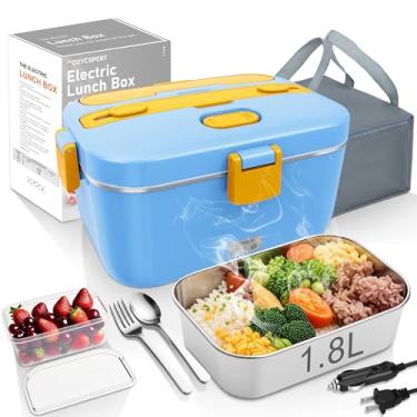 Imagem de COZYEXPERT Lancheiras aquecidas 80W para adultos 12V 24V 110V lancheira elétrica aquecedor de alimentos para carro/caminhão, caixas de aquecimento portátil de alimentos com recipiente de 1,8L 304 SS..