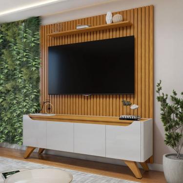 Imagem de Rack com Painel para TV Até 75 Polegadas Grécia Paris 4 Portas Off White/Naturallle - Mavaular