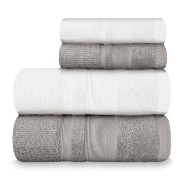 Imagem de Jogo de Toalha Banhão Master 100% Algodão 4 Peças Gramatura 550 (Cinza/Branca)