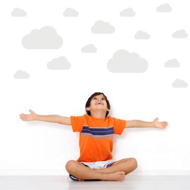 Imagem de Adesivo de Parede Nuvens Cinza para Quarto Infantil - Quartinhos