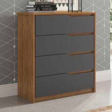 Imagem de Cômoda Moderna 4 Gavetas Gênova Grafito - CASA H