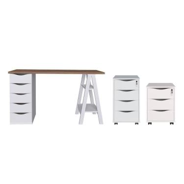 Imagem de Conjunto Escritório Completo Solingen Nogal Branco