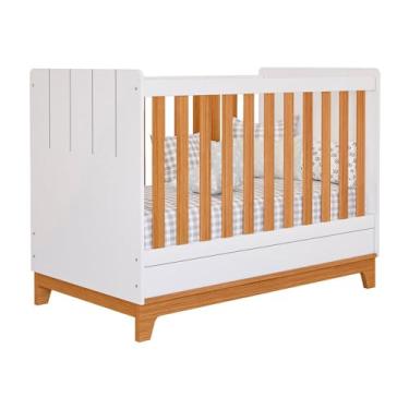 Imagem de Berço Mini Cama Biscoito com Regulagem de Altura e Colchão Branco Acetinado/nature