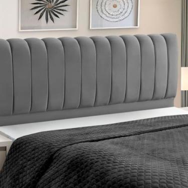 Imagem de Cabeceira Cama Box King Size Estofada Madeira Ômega (Cinza)