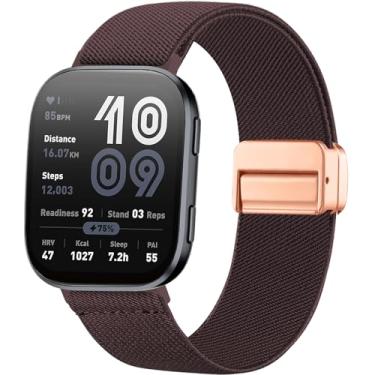 Imagem de Oanux Pulseira de relógio de nylon elástica magnética de 22 mm compatível com Amazfit Bip 6/Bip 5, pulseira esportiva elástica macia de substituição para Amazfit Helio/Balance 2/Balance e GTR 4/3 Pro