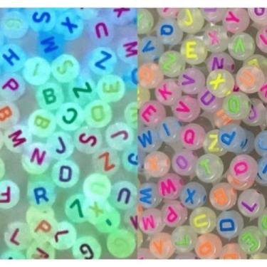 Imagem de 250/500/1000 Miçangas de letra redonda brilha no escuro 6mm - sem marc