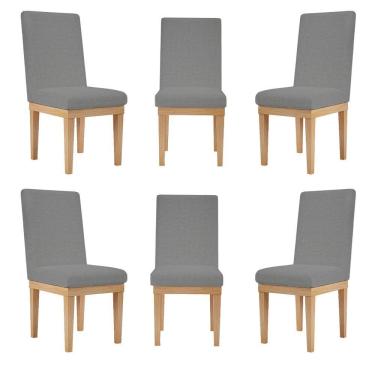 Imagem de Kit 6 Cadeiras Reforçadas Para Mesa De Jantar Tecido Grafite