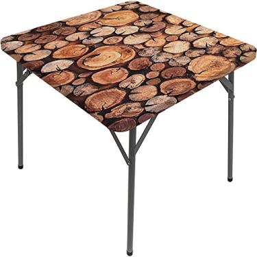 Imagem de Toalha de mesa oval de prancha de madeira, estampa de textura de prancha de madeira, uso em festivais de pátio interno e externo, serve para mesa de 106 x 152 cm