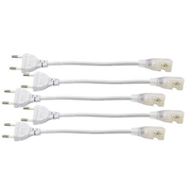 Imagem de Conector Plug Rabicho para Fita de LED 8mm Kit 5 Unidades Tomada Fonte Iluminaçao Perfil Sanca Teto Gesso