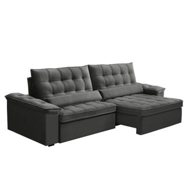 Imagem de Sofá Retratil e Reclinável com Molas Ensacadas 250cm Bipartido HEITOR Cinza Escuro