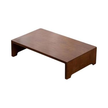 Imagem de predolo Banqueta baixa de madeira, pequeno pufe, apoio para os pés sob a mesa, apoio para os pés para mesa de quarto em, Marrom Escuro