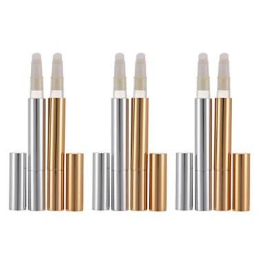Imagem de FOMIYES 6 Tubos Vazios De 3Ml Para Gloss Labial Recipientes Plásticos Para Cosméticos Batom Líquido Maquiagem Faça Você Mesmo Viagem – Aplicador Giratório (Dourado E Prateado)
