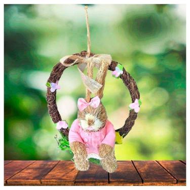 Imagem de Guirlanda Enfeite Páscoa Coelhinho Palha 26cm