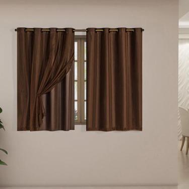 Imagem de Cortina Blackout com Voil PVC Blecaute com Voal Corta Luz para Sala Qu