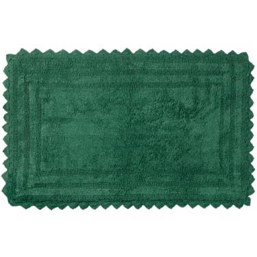 Imagem de RAJRANG Tapete de banheiro de crochê de algodão 86 x 53 cm macio absorvente reversível tapete de banho retangular - verde folhagem
