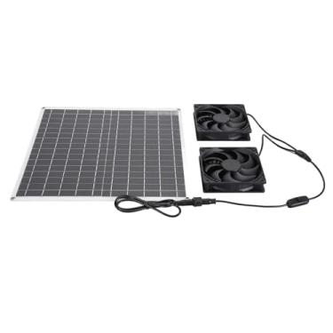 Imagem de Espaço de exaustão com energia solar de alta eficiência Painel solar monocristalino IP65 Impermeável 3000rpm Kit de ventilador duplo para casa de estufa RV Greenhouse, casa de