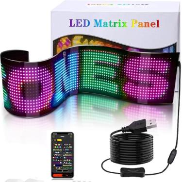 Imagem de Letreiro LED para Vidro de Carro com Rolagem de Texto – Tela Flexível Colorida e Programável por App