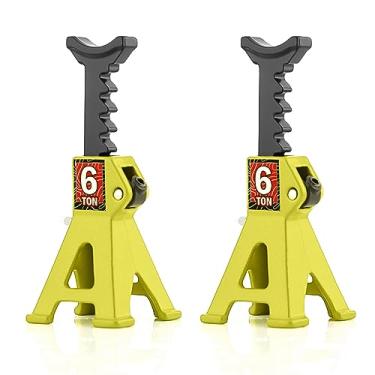 Imagem de Chanmoo 1/24 RC Jack Stands 1/18 6 Ton Metal Adjustable Mini Jacks Stand for 1：18 1：24 Scale RC Crawler Car Axial SCX24 Kyosho Tamiya HSP FCX24 TRX4M SCX24 AX24 Ford Bronco Jeep (Yellow, 2 PCS)
