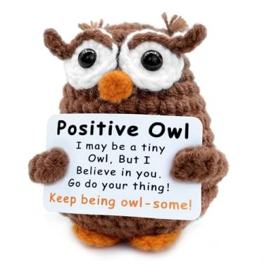 Imagem de Animais de crochê positivos, suporte emocional, presentes de coruja de pelúcia de crochê para mulheres, homens e adolescentes, presentes inspiradores para colega de trabalho, colega de trabalho