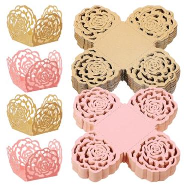 Imagem de Gadpiparty 100 peças de bandeja decorativa para trufas, bandeja de embalagem de chocolate, forros de cupcake, envoltório de chocolate, copos de doces, recipiente de doces, recipiente de doces, papel