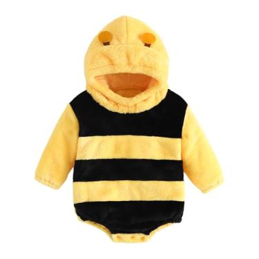 Imagem de Baby Halloween Costume Boy Girl Animal Monster Hooded Romper Toddler Warm Costumes (Yellow Bee,1-3 Months)