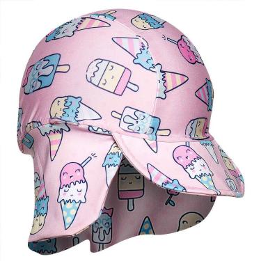 Imagem de Boné Praia Bebê e Infantil Proteção UV 50+ Sorvetes Rosa Tip Top