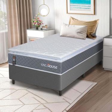 Imagem de Conjunto Box Cinza Luanda Cinza Espuma D28 Solteiro 96x203x62 - King House