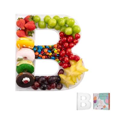 Imagem de Bandeja de charcutaria de acrílico com letras e números de 28 cm – Caixa de alfabeto reutilizável preenchível para doces, lanches, cupcakes – Travessa de servir para aniversário, casamento, festa de