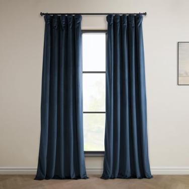 Imagem de HPD Half Price Drapes Cortinas de veludo de pelúcia Heritage para quarto e sala de estar 50 x 84, VPYC-179910-84 (1 painel) azul eterno