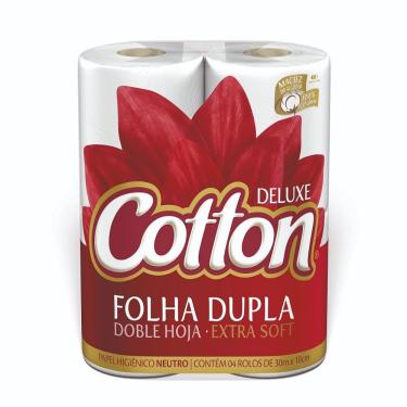 Imagem de Papel Higiênico Neutro Cotton Deluxe Folha Dupla 30m 4 unidades