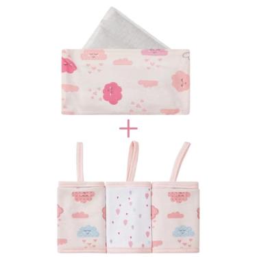 Imagem de Kit Combo Cinta Faixa Termica Abdominal Anti-Cólica Sementes e Ervas + Paninhos de Boca bebê Babete Malha (Nuvem)